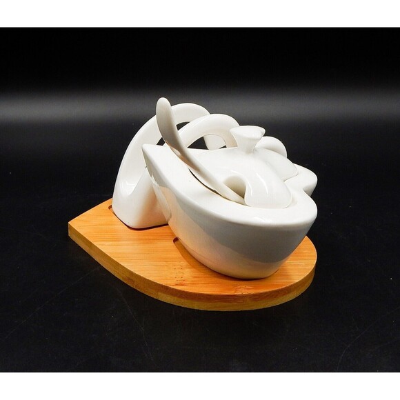 Debora Carlucci Heart Shaped Sugar Holder With Spoon And Napkin Holder With Tray - Picture 3 of 11